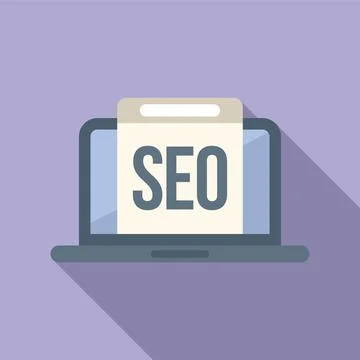 Seo laptop engine icon flat vector. Boost market Stock Illustration