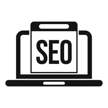 Seo laptop engine icon simple vector. Boost market Stock Illustration