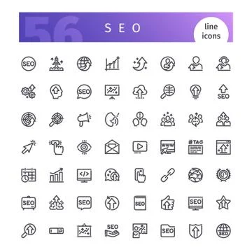 SEO Line Icons Set Stock Illustration