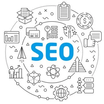 SEO Linear illustration slide for the presentation Stock Illustration