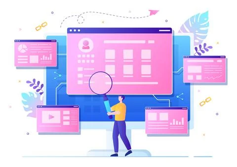 SEO Link Building as Search Engine Optimization, Marketing and Digital for Ho Ilustración de archivo