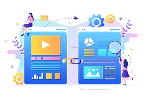 SEO Link Building as Search Engine Optimization, Marketing and Digital for Ho Ilustración de archivo