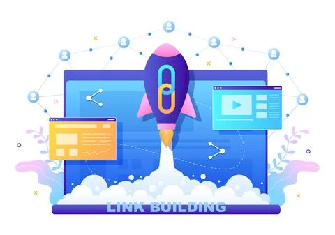 SEO Link Building as Search Engine Optimization, Marketing and Digital for Ho Illustrazione stock