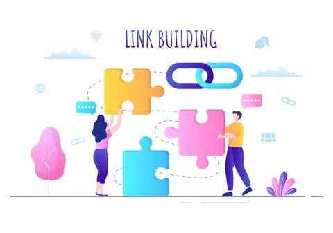 SEO Link Building as Search Engine Optimization, Marketing and Digital for Ho Ilustración de archivo