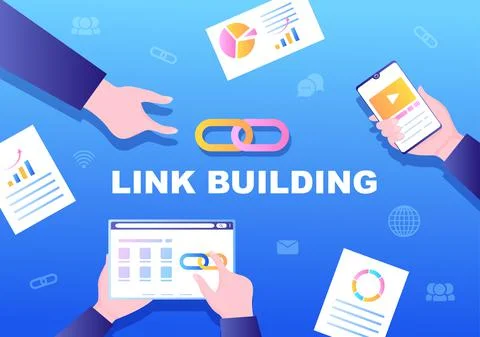 SEO Link Building as Search Engine Optimization, Marketing and Digital for Ho Ilustración de archivo