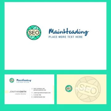 Seo Logo design with Tagline &amp; Front and Back Busienss Card Template. Vector  Illustrazione stock