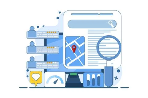 SEO map optimization concept 스톡 일러스트