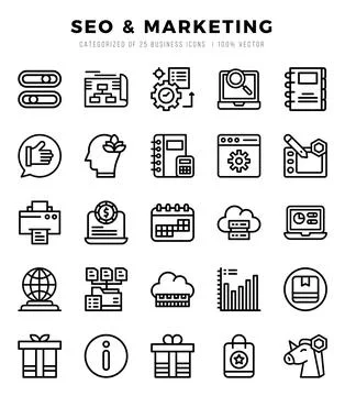 SEO &amp; Marketing elements. Lineal web icon set. Simple vector illustration. イラスト素材