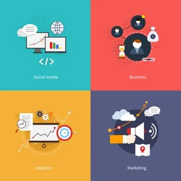 SEO marketing flat 스톡 일러스트