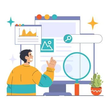 SEO mastery in action. Flat vector illustration 库存插图