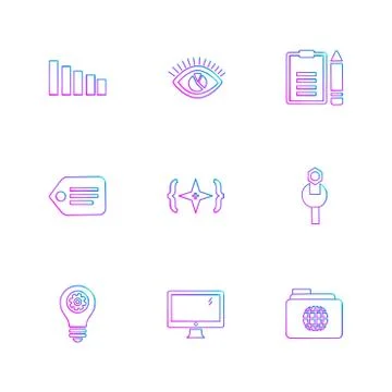 Seo , money , internet , bugs , network , eps icons set vector Stock Illustration