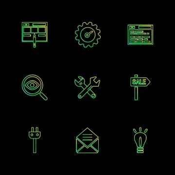 Seo , money , internet , bugs , network , eps icons set vector Stock Illustration