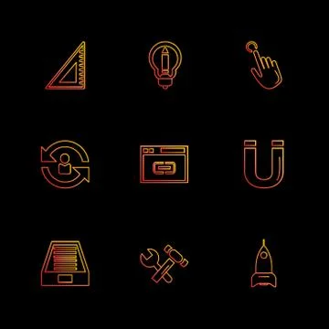 Seo , money , internet , bugs , network , eps icons set vector Stock Illustration