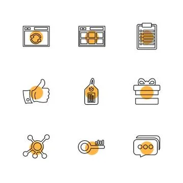 Seo , money , internet , bugs , network , eps icons set vector Stock Illustration