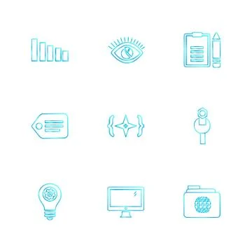 Seo , money , internet , bugs , network , eps icons set vector Stock Illustration