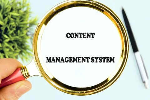 SEO network internet technology. CONTENT MANAGEMENT SYSTEM through a magnifyi Foto stock