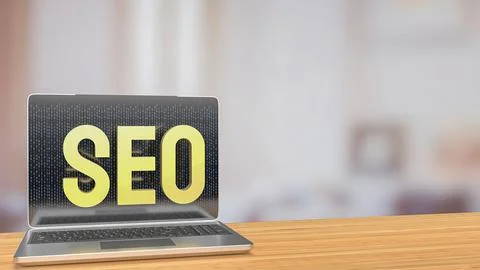 The SEO on Notebook for Business or technology concept 3d rendering Stock Illustration