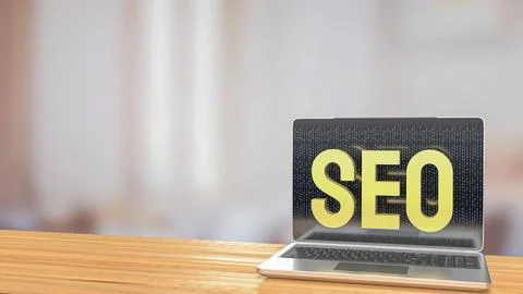 The SEO on Notebook for Business or technology concept 3d rendering Stock Illustration