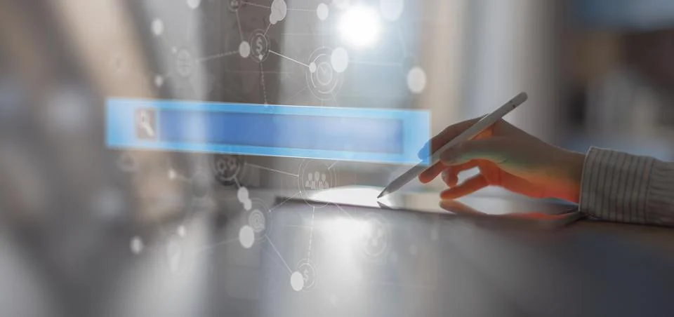 SEO Online Search Engine Interface and Digital Information Network Displaye.. Stock Photos