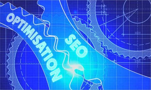 Seo Optimisation on the Gears. Blueprint Style イラスト素材