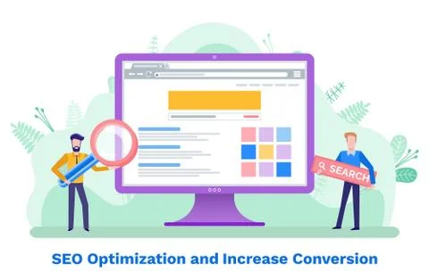 Seo Optimization and Increase in Conversion Vector Stock Illustration