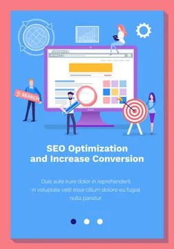 SEO optimization and increase conversion of webpage concept. Website landing Stock Illustration