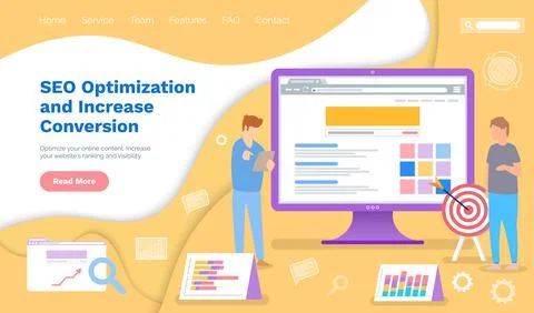 Seo optimization and increase conversion with analytics team working with 스톡 일러스트