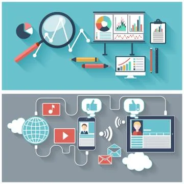 SEO optimization and social network Stockillustratie