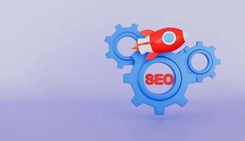 SEO optimization and strategic planning, Rocket launch for digital marketing Stockillustratie