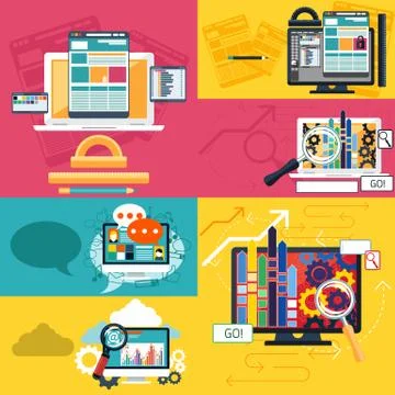 SEO optimization and web design banners Stock Illustration