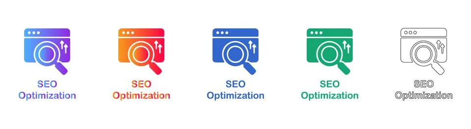 Seo optimization browser search icon set Illustrazione stock