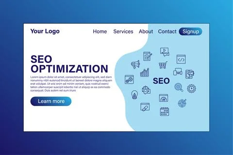 SEO optimization concept landing page template Stock Illustration