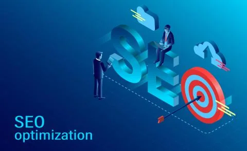 Seo Optimization concept. modern flat design isometric Illustrazione stock