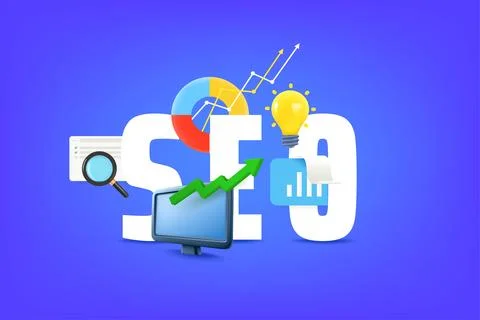 SEO optimization concept. Vector illustration with 3d elements 스톡 일러스트