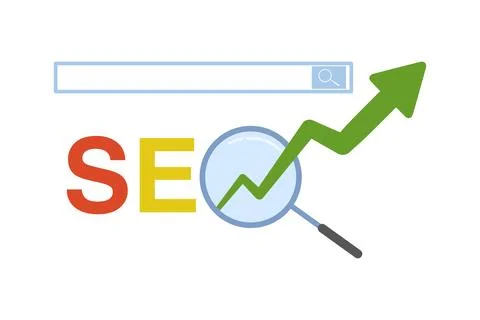SEO optimization concept, web analysis and seo marketing social media concept. Stockillustratie
