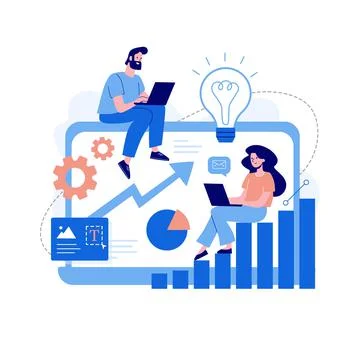 SEO optimization concept for websites and mobile websites. Landing page template Stock Illustration