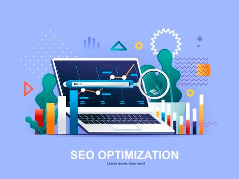 SEO optimization flat concept with gradients. Stock Illustration