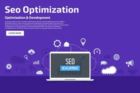 SEO Optimization Flat icons Banner template concept Stock Illustration