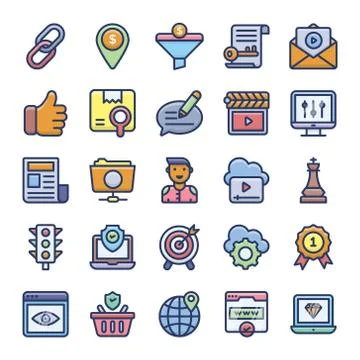 Seo Optimization flat Icons Pack Stock Illustration