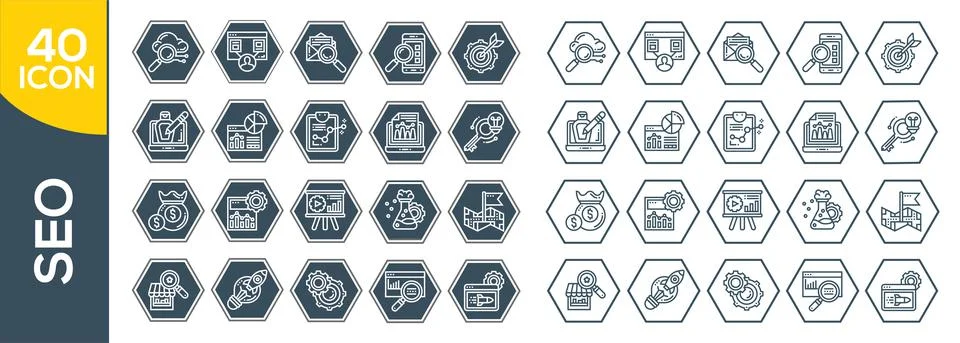 SEO optimization icons. Set of line icons. Achieving results, brand manager.  스톡 일러스트
