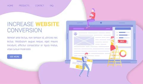 Seo optimization, increase website conversion concept. Colleagues work with Stock Illustration