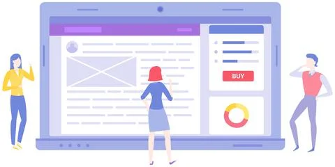 Seo optimization, increase website conversion concept. Colleagues work with Stock Illustration