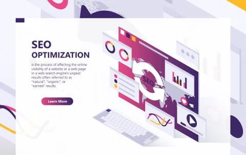 SEO optimization isometric background Stock Illustration