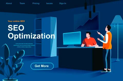 SEO optimization isometric landing page. Stockillustratie