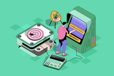 Seo Optimization Isometric Scene Illustrazione stock