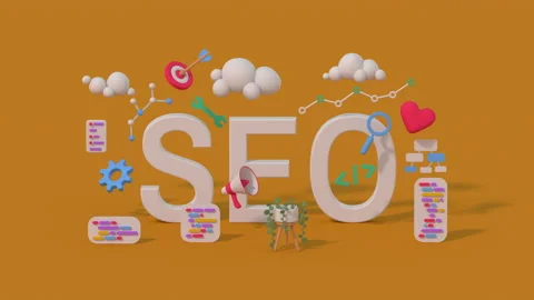 SEO optimization marketing concept 3D render animation Stock Footage 228851275
