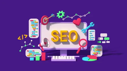 SEO optimization marketing design 3D render animation Stock Footage 224110543