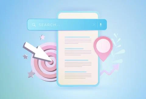 SEO Optimization Marketing Strategy, Local Search 3d vector illustration. Search Stock Illustration
