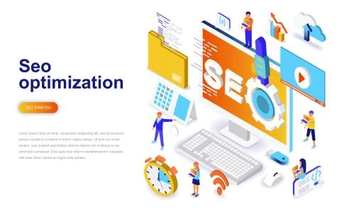 Seo optimization modern flat design isometric concept Illustrazione stock