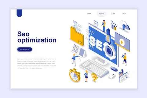 Seo optimization modern flat design isometric 스톡 일러스트